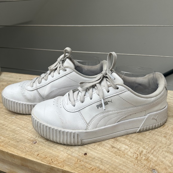 Puma white carina 2.0 platform leather soft foam sneaker casual athleisure 9.5 - Picture 4 of 9
